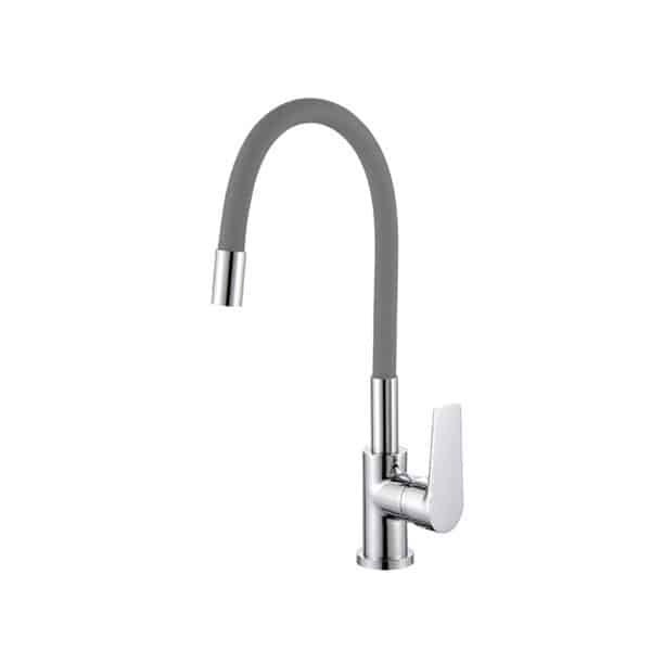 Colorful 360 Degree Swivel Rotate Single Handle Kitchen FaucetRubber hose Kitchen Faucet 8012 gray