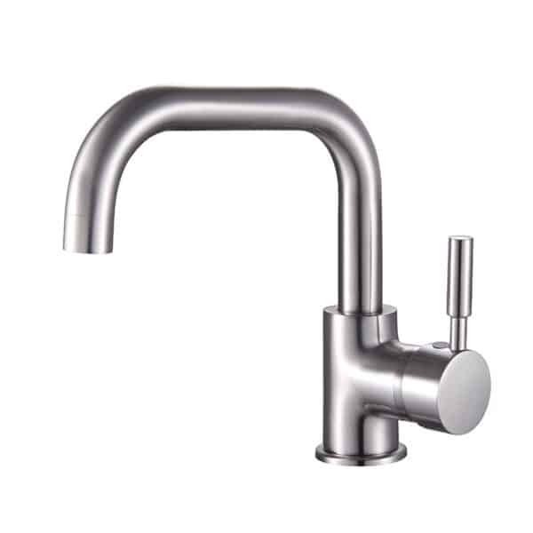 Short Single Handle Brushed Bathroom Sink Faucet