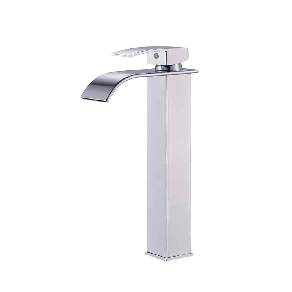 Tall Bathroom Sink Faucet with Waterfall Spout