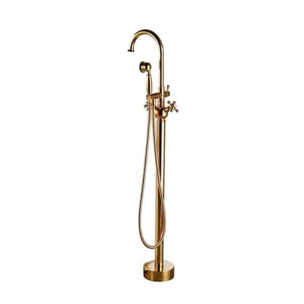 Floor Mounted Brass Bathroom Tub Faucets with Hand Shower