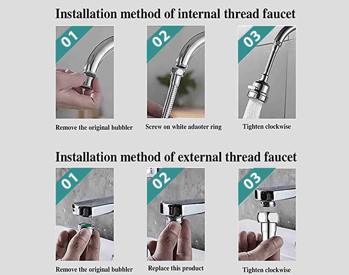 Extensor De Grifo Giratorio DOITOOL - Boquilla A Prueba De Salpicaduras, Fácil Instalación, Para Cocina Y Baño