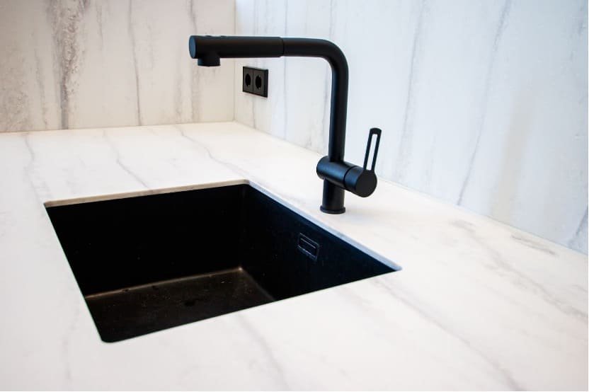 Matte black faucet finishes