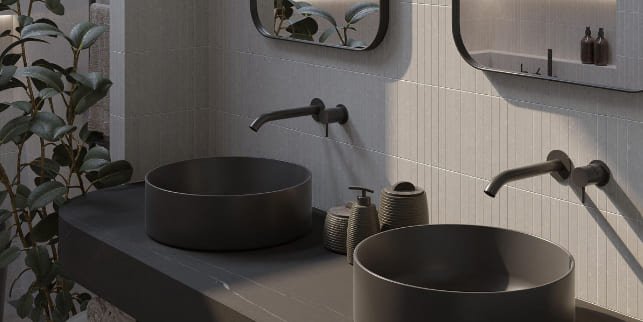 two basin black Wall-Mounted Faucets