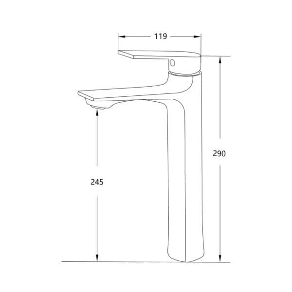 LA-2023004 drawing Single Handle Tall Vessel Sink Faucet LA-2023004