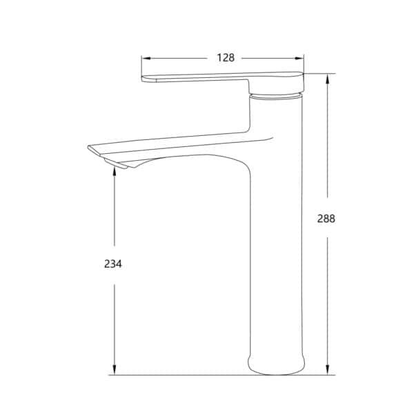 LA-2023008 drawing Tall Single Handle Basin Faucet