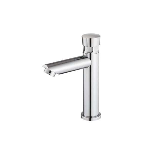 Chrome Low Spout Automatic Close Bathroom Faucet F-101