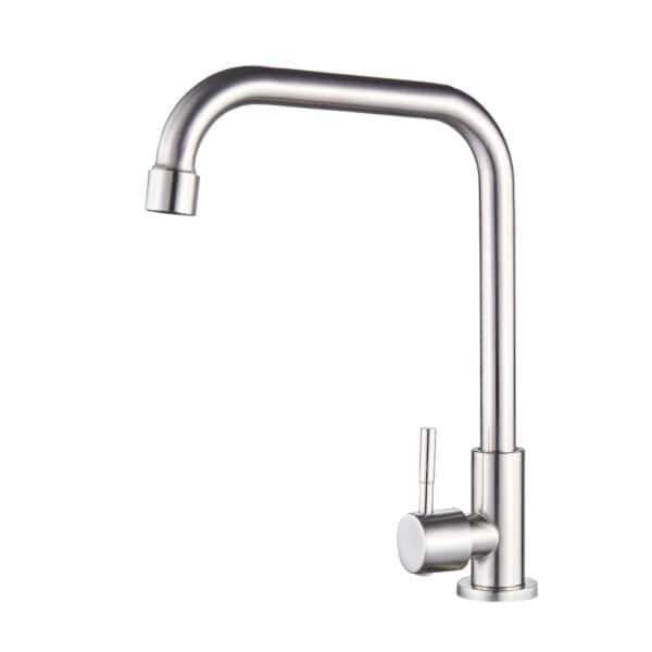 Deck Mounted Ware Sanitary Single Cold Sink Faucet – Stainless Steel Kitchen Cold Tap PP-5001-N