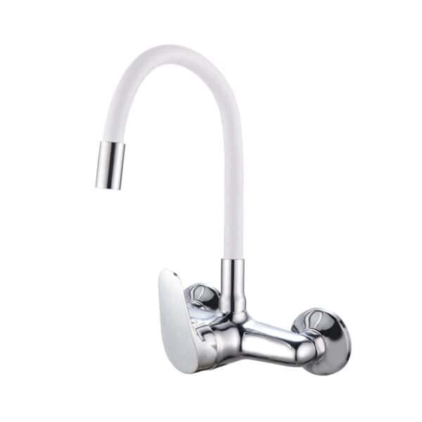Flexible 360 degree Swivel Spout Kitchen Mixer Tap with Colorful Bendable Hose SE-6031-white