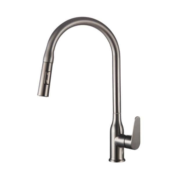 Pull Down Deck Mounted Brushed Nickel Water Mixer Tap P-8064-T