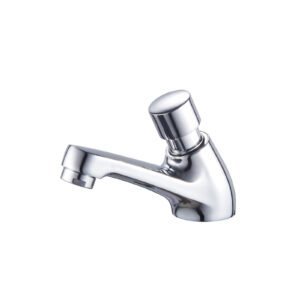 Silver Automatic Close Bathroom Sink Faucet F-043