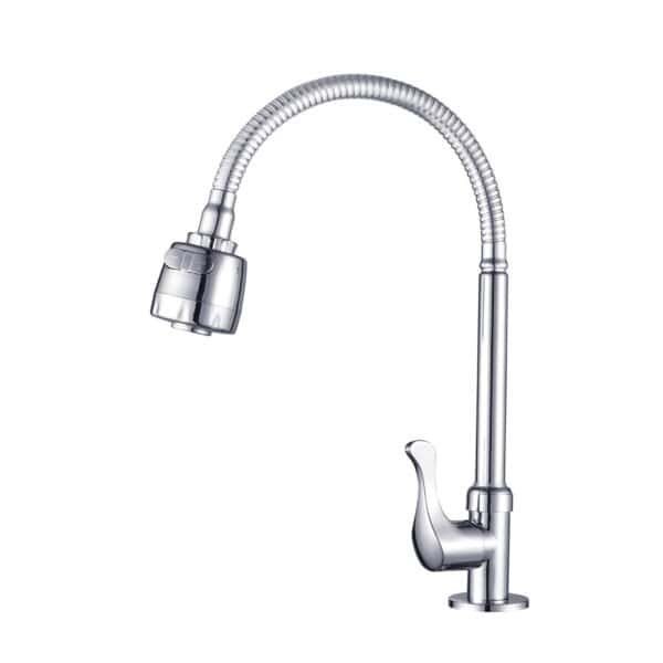 Single hole kitchen cold tap with flexible spray P-7016