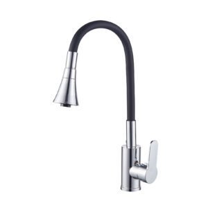 Sink Cock Tap Faucet with Black 360 Degree Flexible Silicon Swivel Spout & Dual Flow Pattern PA-7021- Black