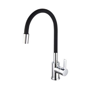 Torneira Cozinha de Bancada Bica Flexível Arejador Fixo Preta P-8005