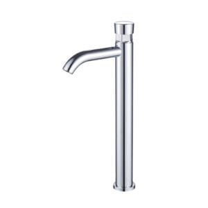 Torneira para lavabo con alça redonda semplice e azione ritardata per banheiro con pulsante di pressione