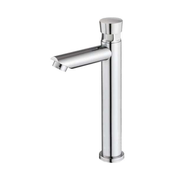 Washbasin tap with single round handle and delayed action for push-button bathrooms FA-101