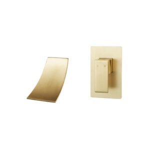 Brushed Gold Bathroom Sink Taps 2 Hole Wall Mounted Waterfall RE-6095-BG