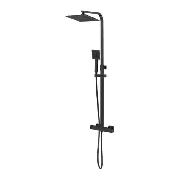 Modern Bathroom Square Thermostatic Bar Shower with Telescopic Kit Matt Black SJ-2019003-B