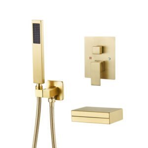 Thermostatic Rain Shower Head Kit Brushed Gold Bathroom Shower System RC-6295-BG