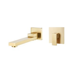 Wall Mount Brushed Gold Single Lever Handle Bathroom Basin Tap Solid Brass RB-7095-BG