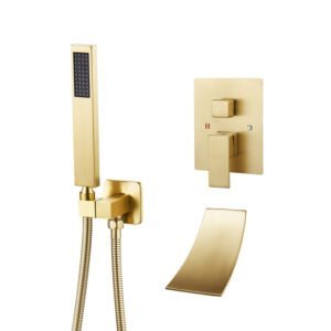 Waterfall Wall Mounted Bathtub Faucet Set, Solid Brass Single Handle RDE--6095-BG