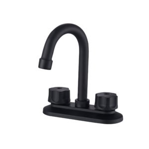 Grifería negra mate para baño con llave para lavabo corona 4 pulgadas cromado y color negro mate MBD-460111-B