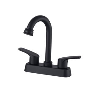 Llave para lavabo corona 4 pulgadas cromado con grifería moderna para baño y color negro mate MSG-400441-B
