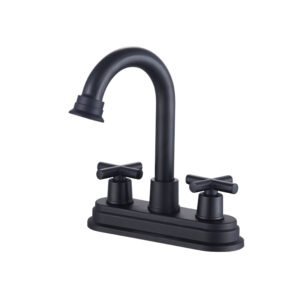 Mezcladora baño 4 pulgadas double manija con grifería negra mate para baño y grifo lavabo 3 orificios 4 pulgadas MBA-410256-B