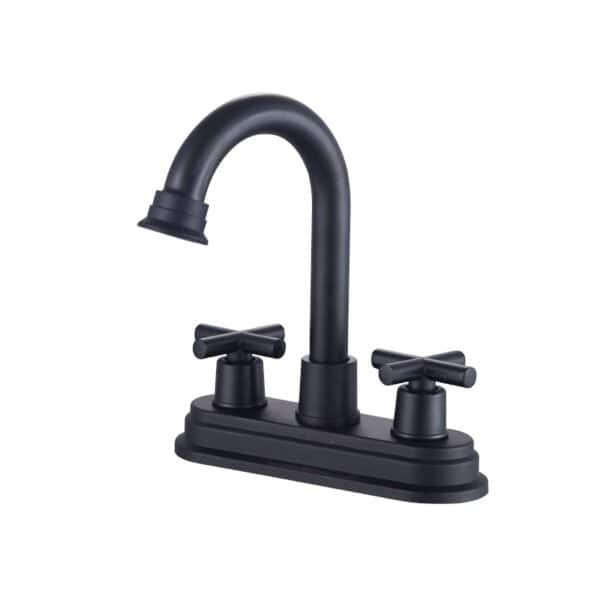Mezcladora baño 4 pulgadas doble manija con grifería negra mate para baño y grifo lavabo 3 orificios 4 pulgadas MBA-410256-B