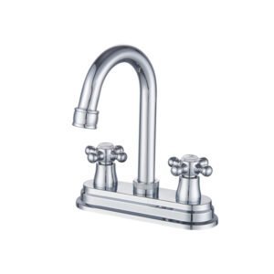 Mezcladora baño 4 pulgadas doble manija con llave para lavabo corona 4 pulgadas cromado y grifo de lavabo de baño de 4 pulgadas