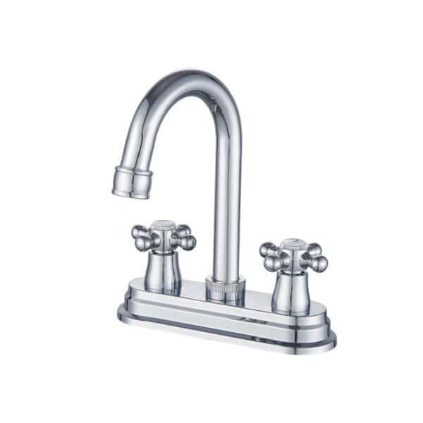 Mezcladora baño 4 pulgadas doble manija con llave para lavabo corona 4 pulgadas cromado y grifo de lavabo de baño de 4 pulgadas