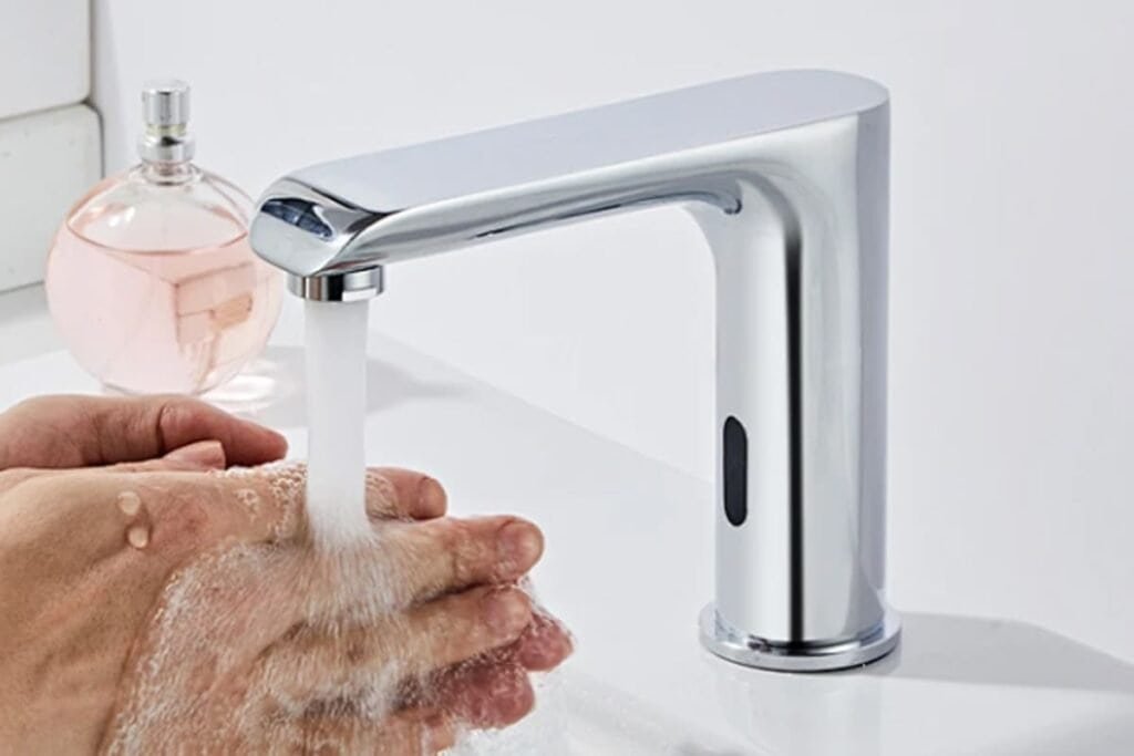 touchless lead-free faucet in use