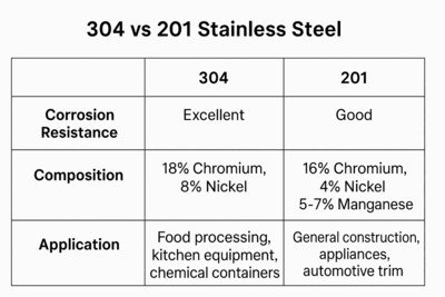 304 vs 201 Stainless Steel