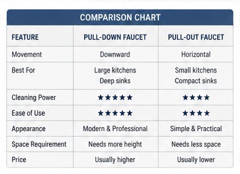 Pull Down vs Pull Out Kitchen Faucets Comparison
